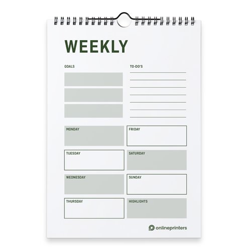 Weekly calendars with spiral binding, A4, Portrait, 4/4 colours 1