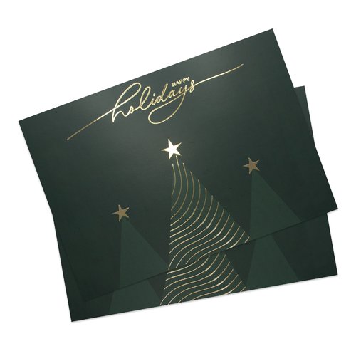 Folded Christmas cards with spot hot foil stamping, A6 landscape, long side creasing 4