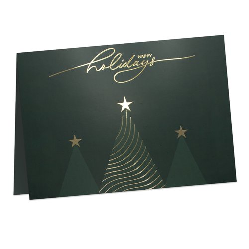 Folded Christmas cards with spot hot foil stamping, A6 landscape, long side creasing 1