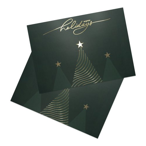 Folded Christmas cards with spot hot foil stamping, portrait, DL 3