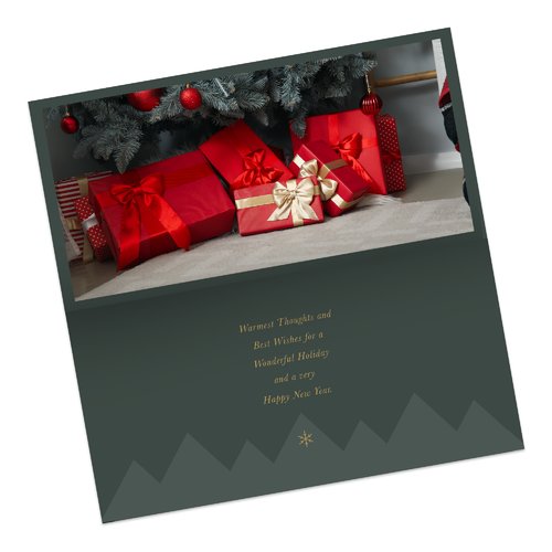 Folded Christmas cards with spot hot foil stamping, DL landscape, long side creasing 2