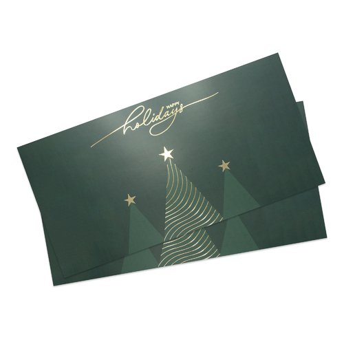 Folded Christmas cards with spot hot foil stamping, DL landscape, long side creasing 4