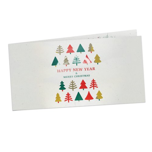 Folded Christmas cards with spot relief varnish, landscape, DL 1