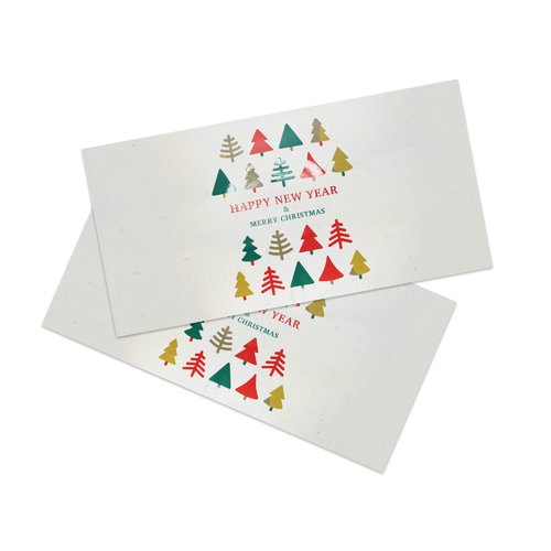 Folded Christmas cards with spot relief varnish, landscape, DL 3