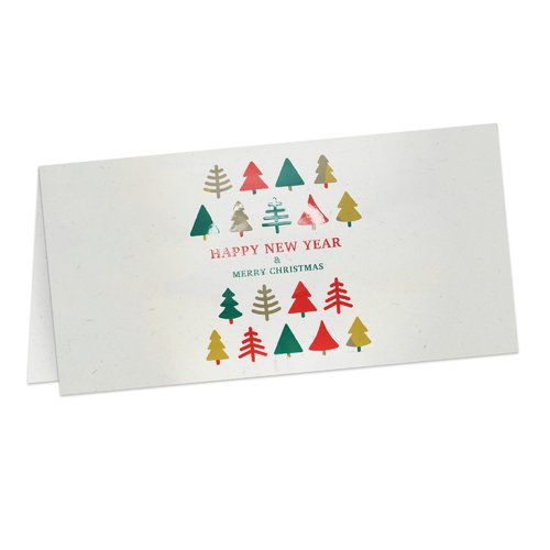 Folded Christmas cards with spot relief varnish, DL landscape, long side creasing 1