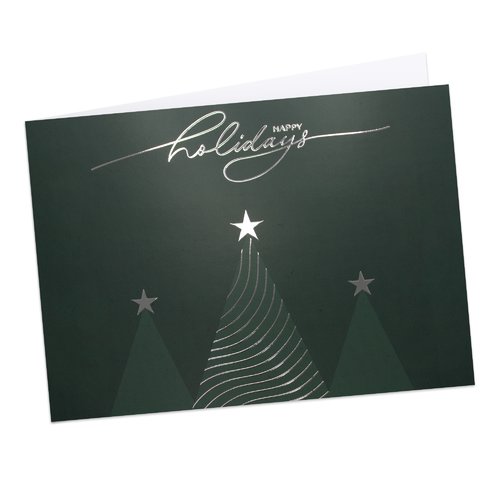 Folded Christmas cards with spot hot foil stamping, landscape, DL 5