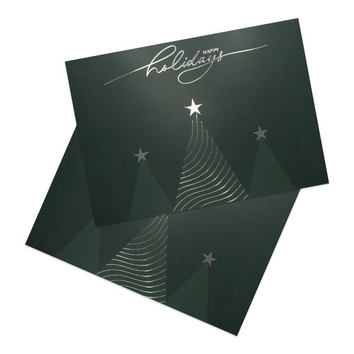 Folded Christmas cards with spot hot foil stamping, landscape, A6 7