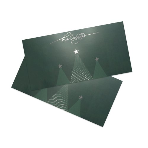 Folded Christmas cards with spot hot foil stamping, DL landscape, long side creasing 8