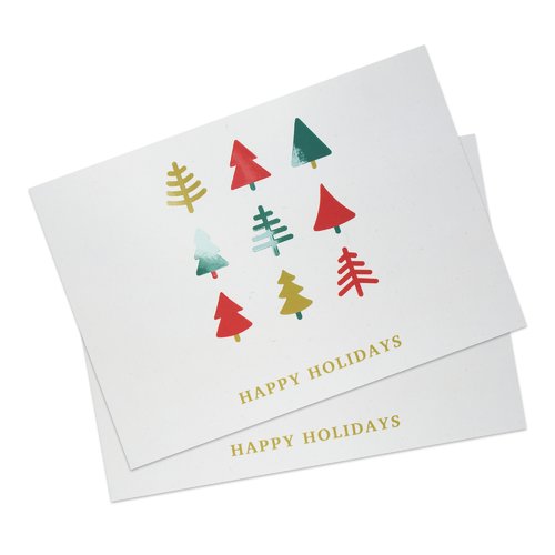 Folded Christmas cards with spot UV varnish, landscape, DL 3