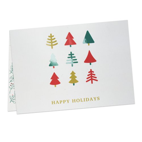 Folded Christmas cards with spot UV varnish, A6 landscape, long side creasing 1