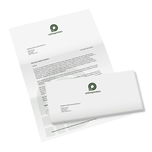 Stationery set, including letterhead and envelopes.